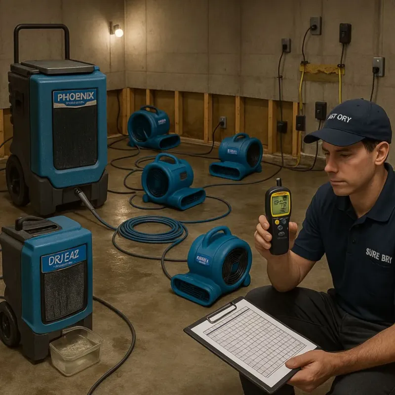 Structural Drying and Dehumidification process in Melrose, MA